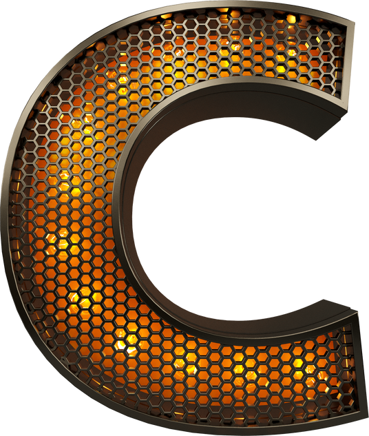 letter C of the alphabet in grid 3d render