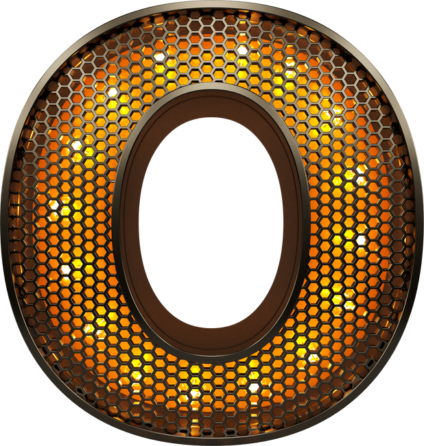 letter O of the alphabet in grid 3d render