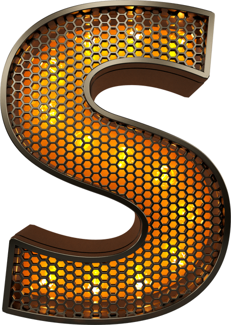 letter S of the alphabet in grid 3d render