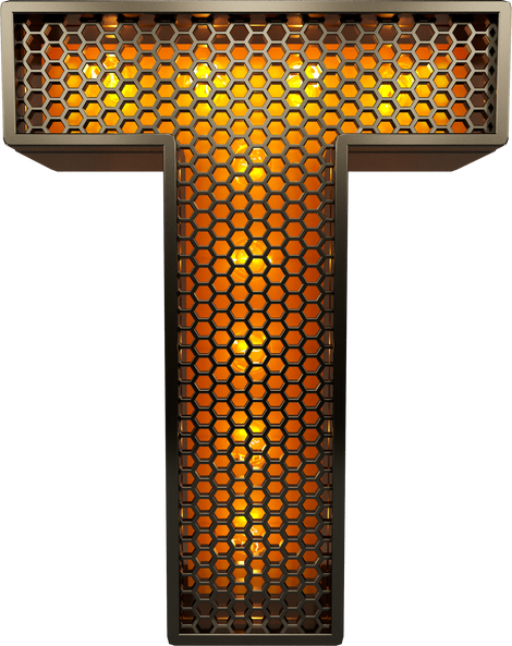 letter T of the alphabet in grid 3d render