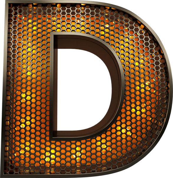 letter D of the alphabet in grid 3d render