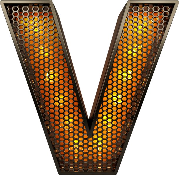letter V of the alphabet in grid 3d render