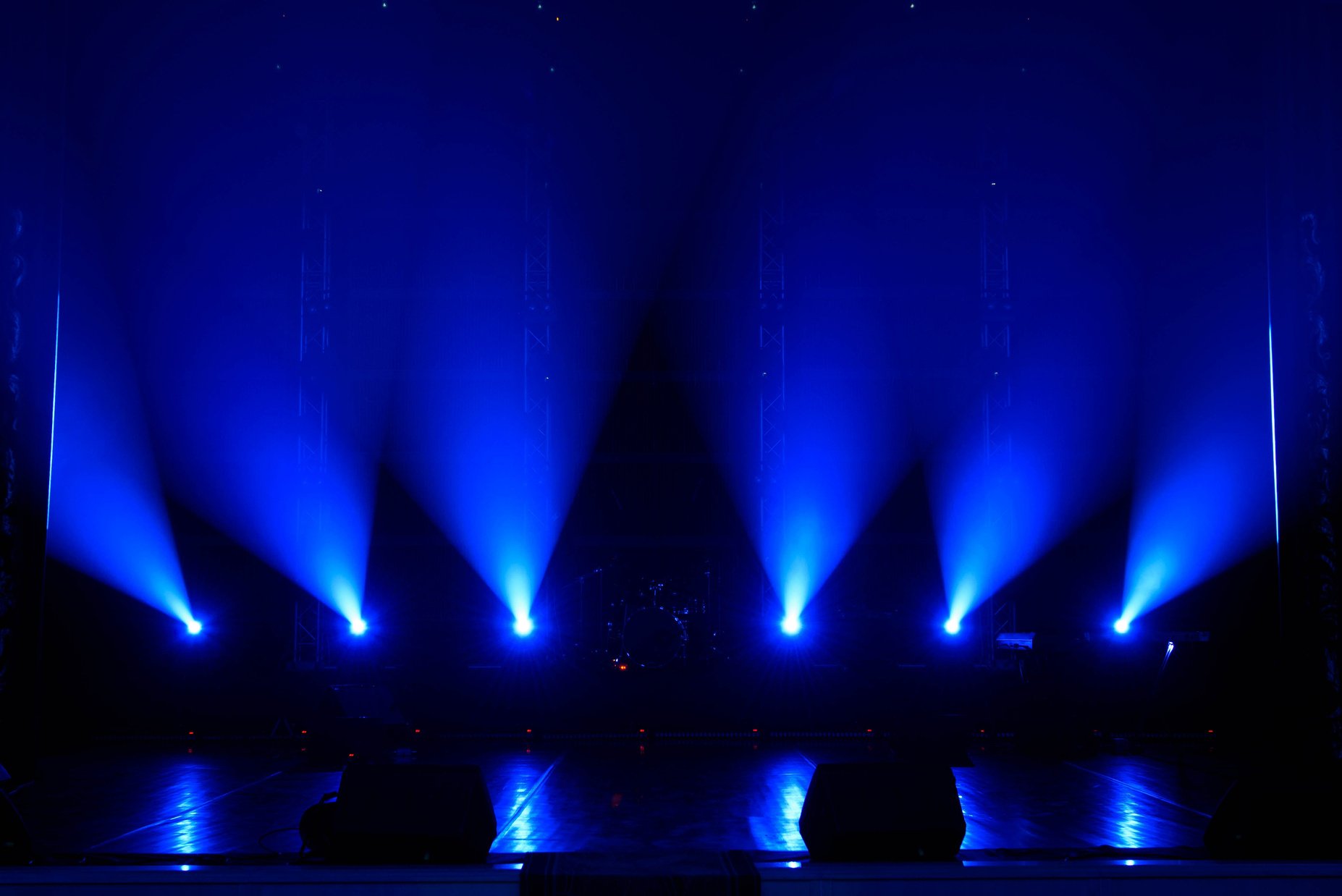 Concert light show, colorful lights in a concert stage